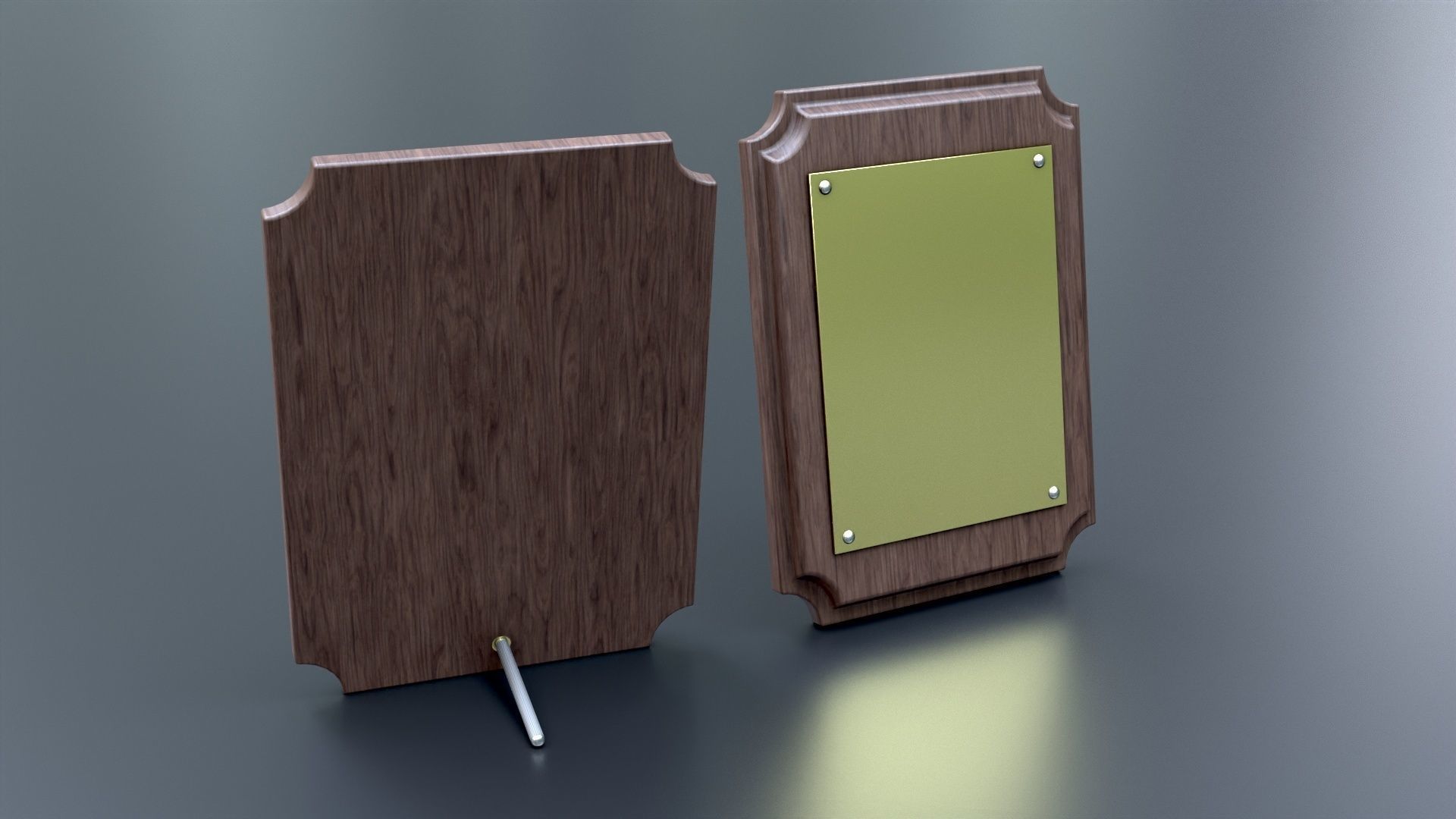 Wooden Plaque Low-poly 3D model_2