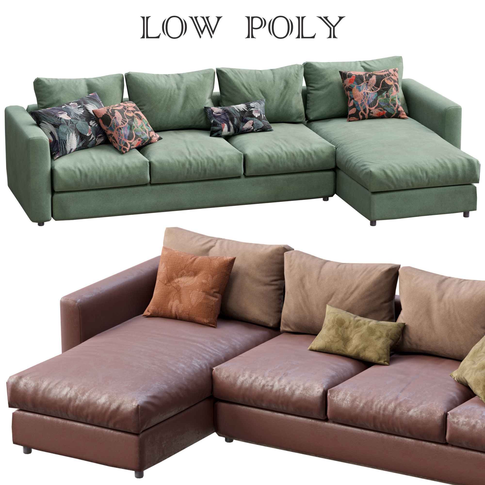 Sofa Ikea Vimle Low-poly 3D model_12