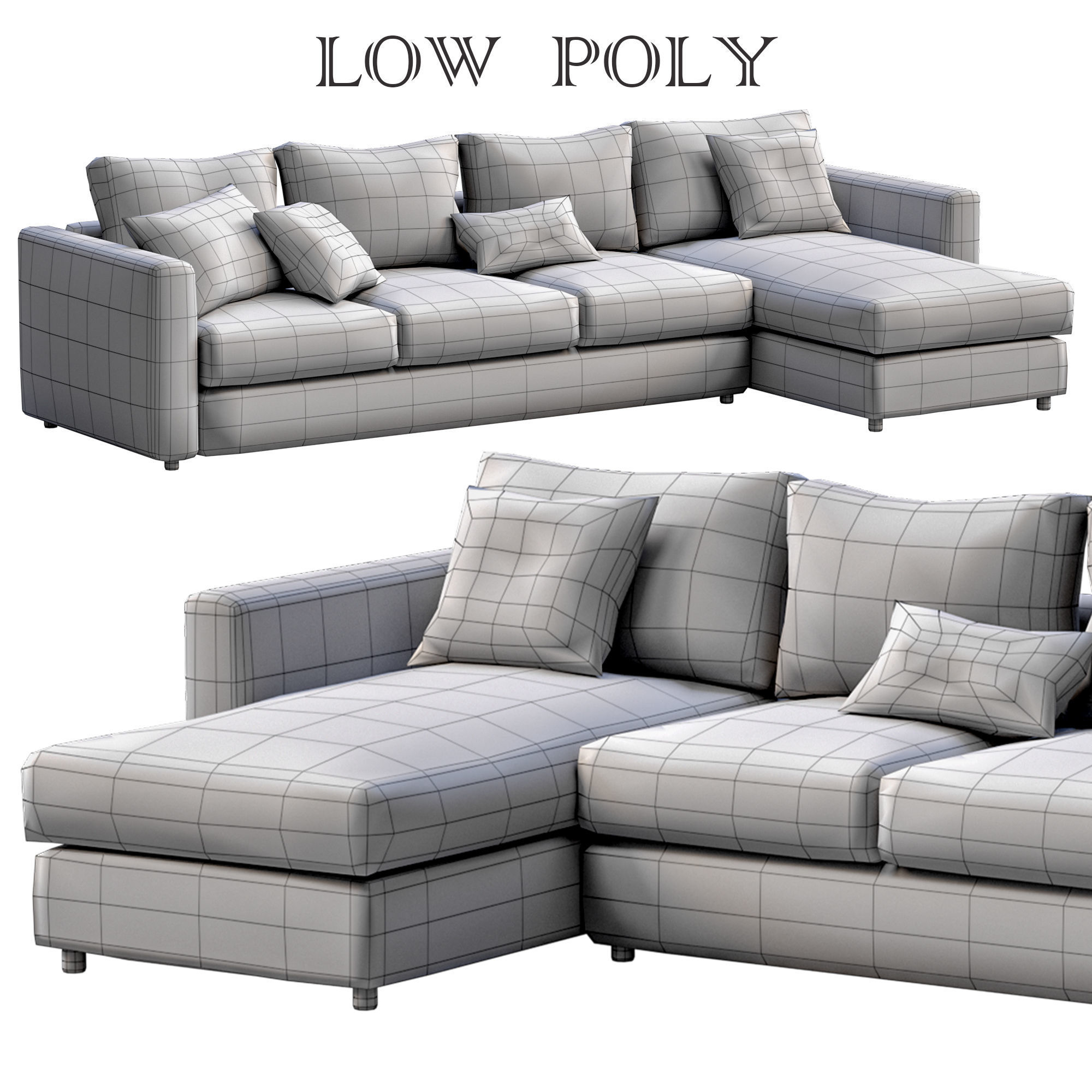 Sofa Ikea Vimle Low-poly 3D model_2