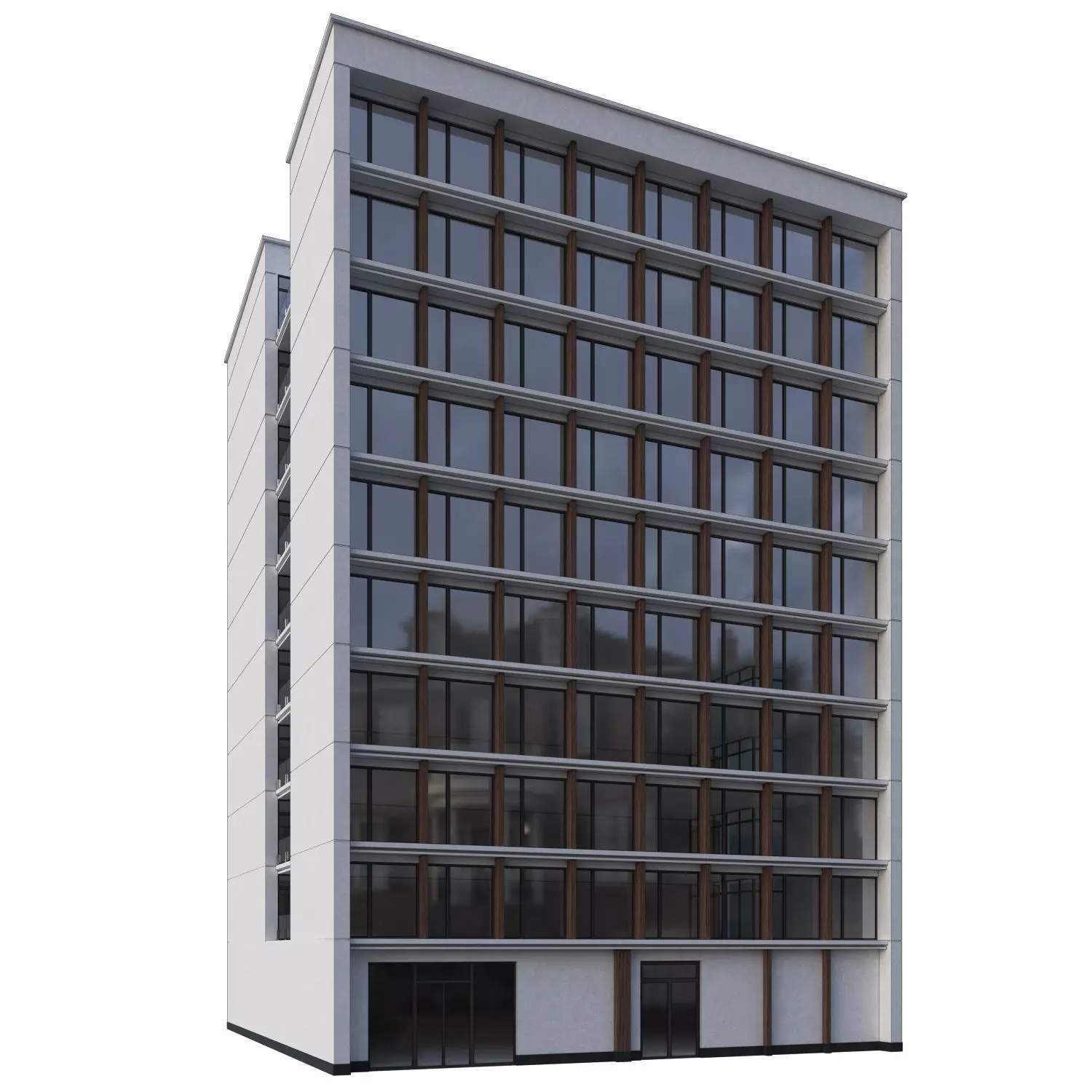Modern office building No1 Low-poly 3D model_0
