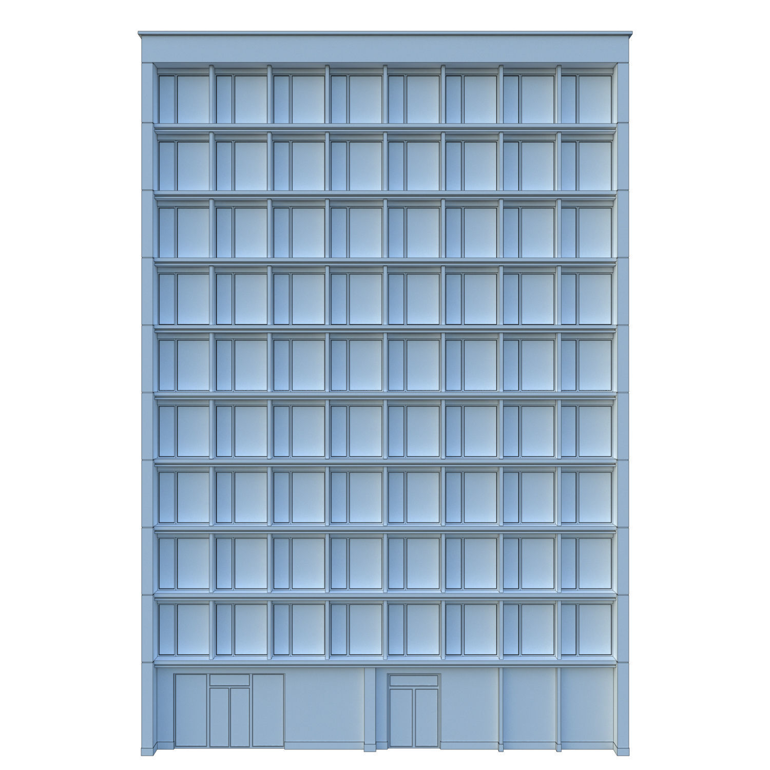 Modern office building No1 Low-poly 3D model_1