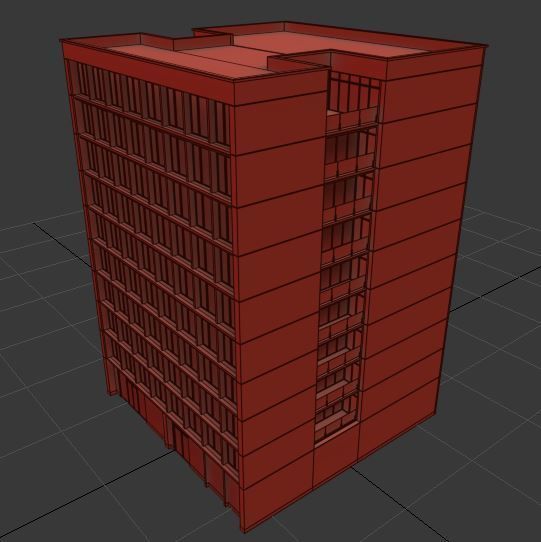 Modern office building No1 Low-poly 3D model_8