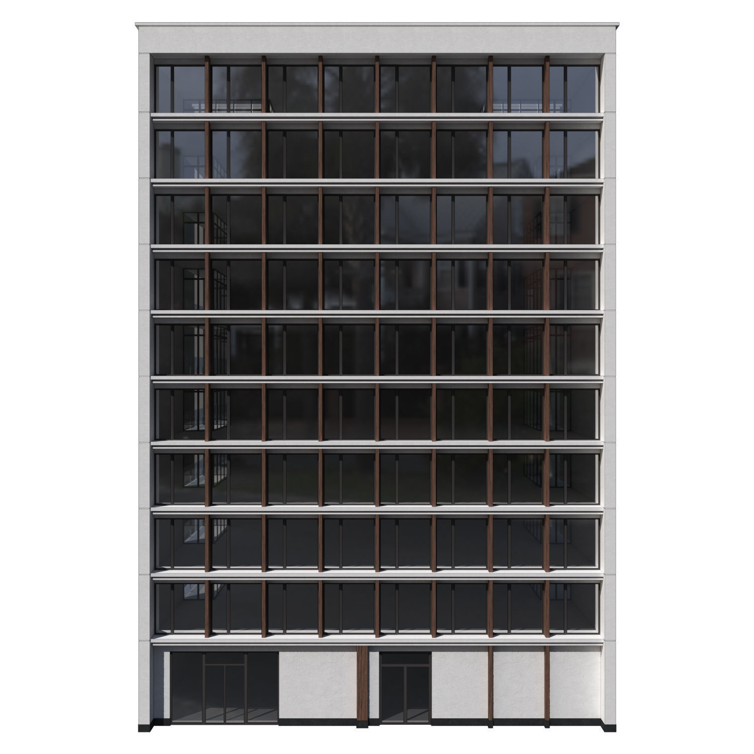 Modern office building No1 Low-poly 3D model_2