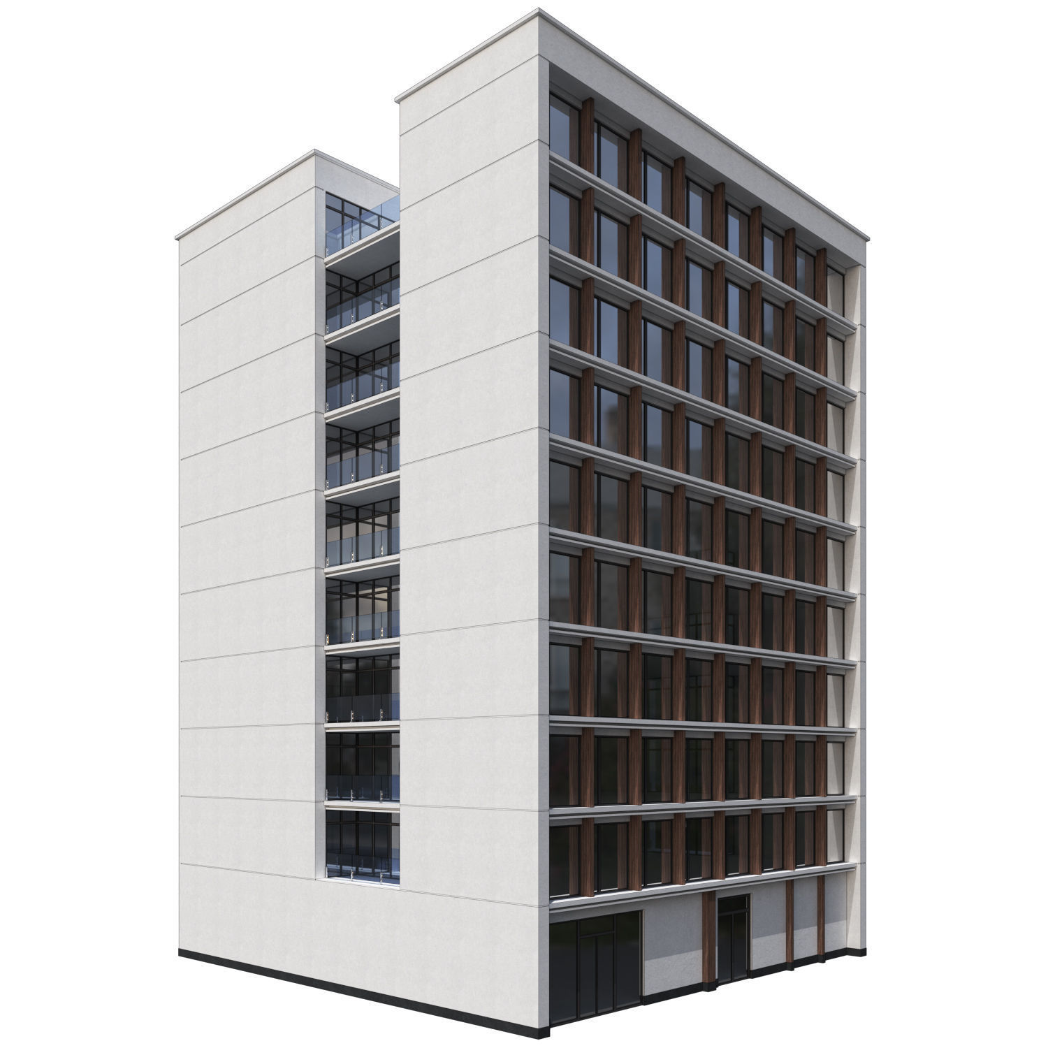 Modern office building No1 Low-poly 3D model_3
