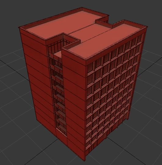 Modern office building No1 Low-poly 3D model_6