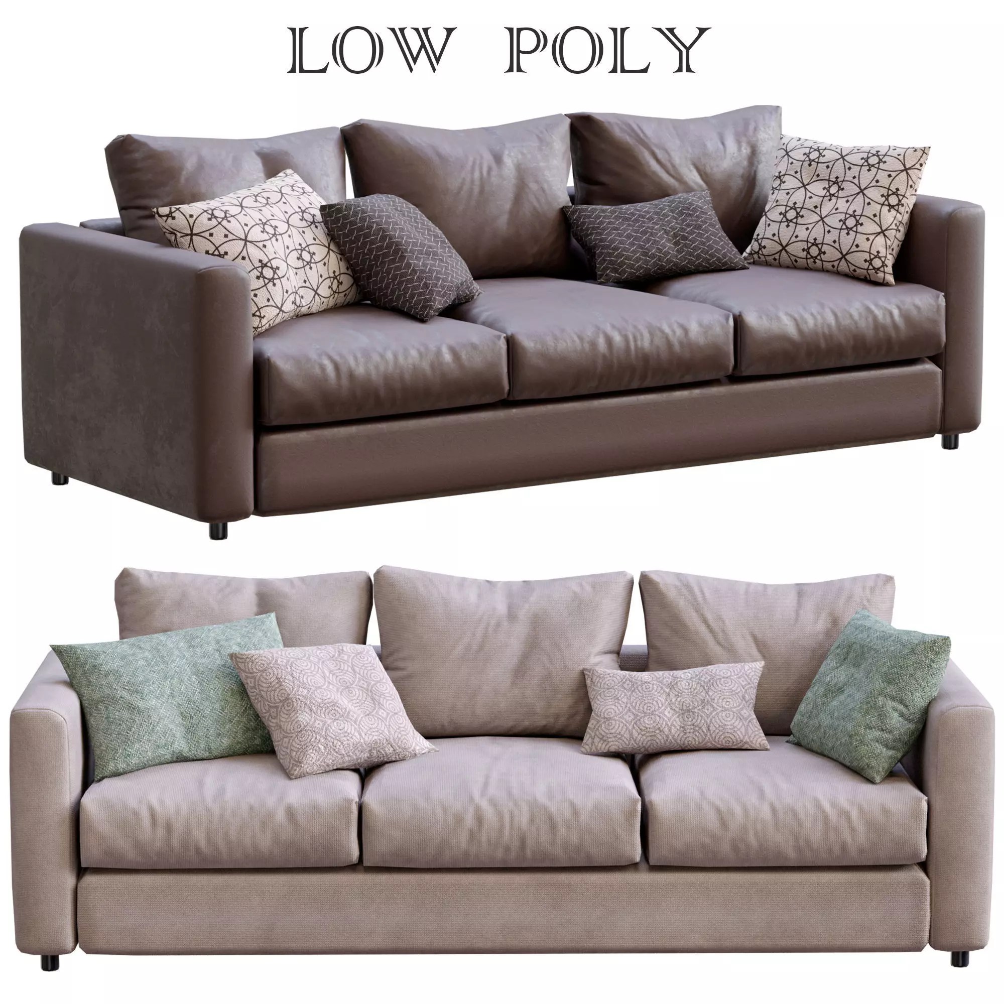 Sofa Vimle 2 By Ikea Low-poly 3D model