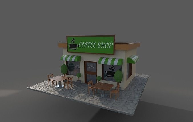 LowPoly Coffee Shop Low-poly 3D model