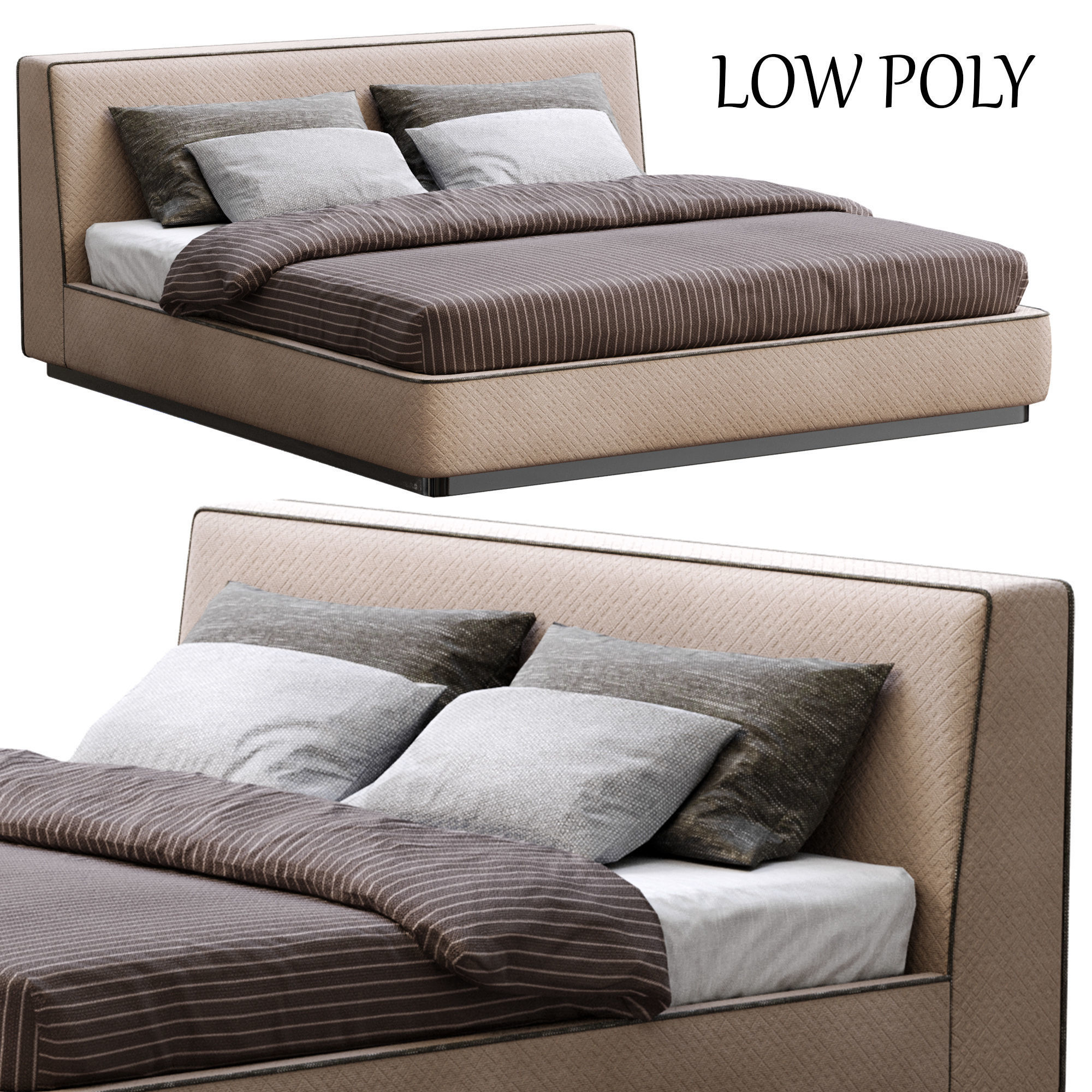 Alberta bed Dion Low-poly 3D model_12