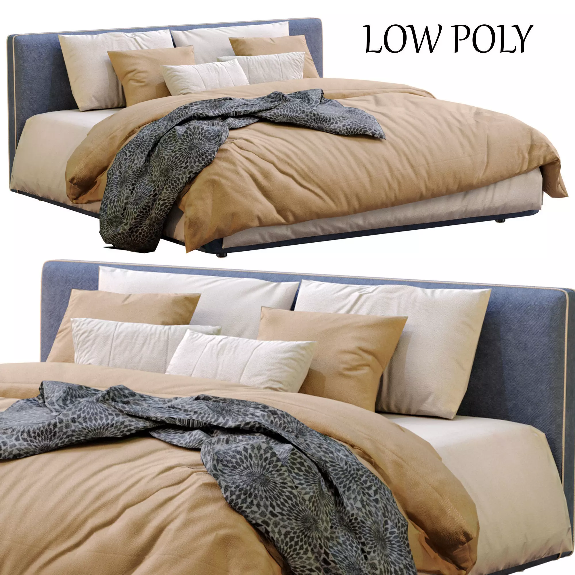 Alberta Bed LAGUNA Low-poly 3D model_0