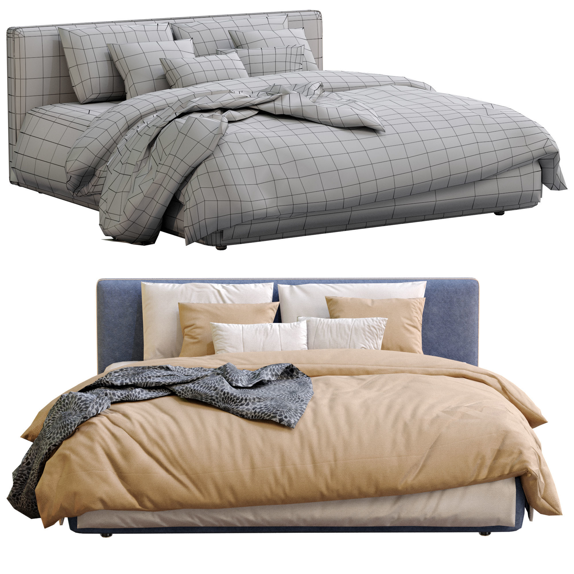 Alberta Bed LAGUNA Low-poly 3D model_15