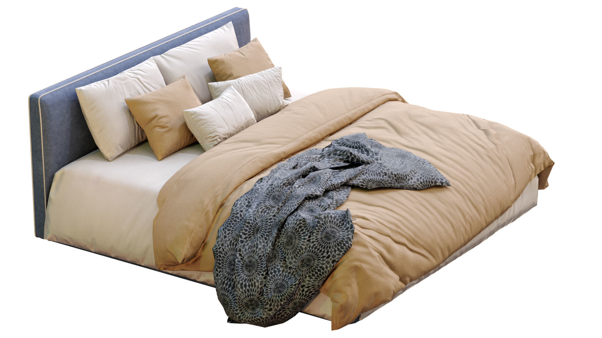 Alberta Bed LAGUNA Low-poly 3D model_7