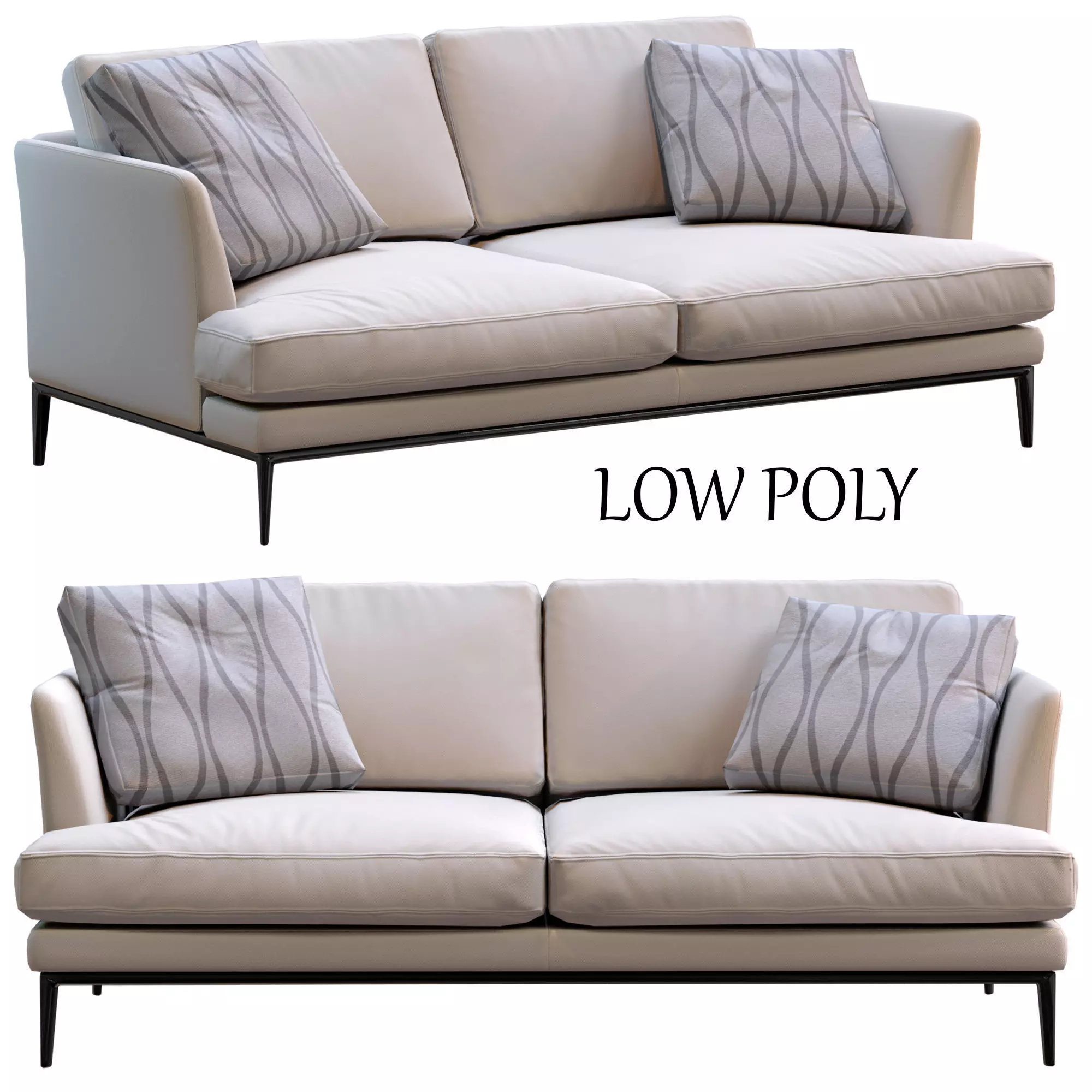 Alivar Sofa Portofino Low-poly 3D model_0