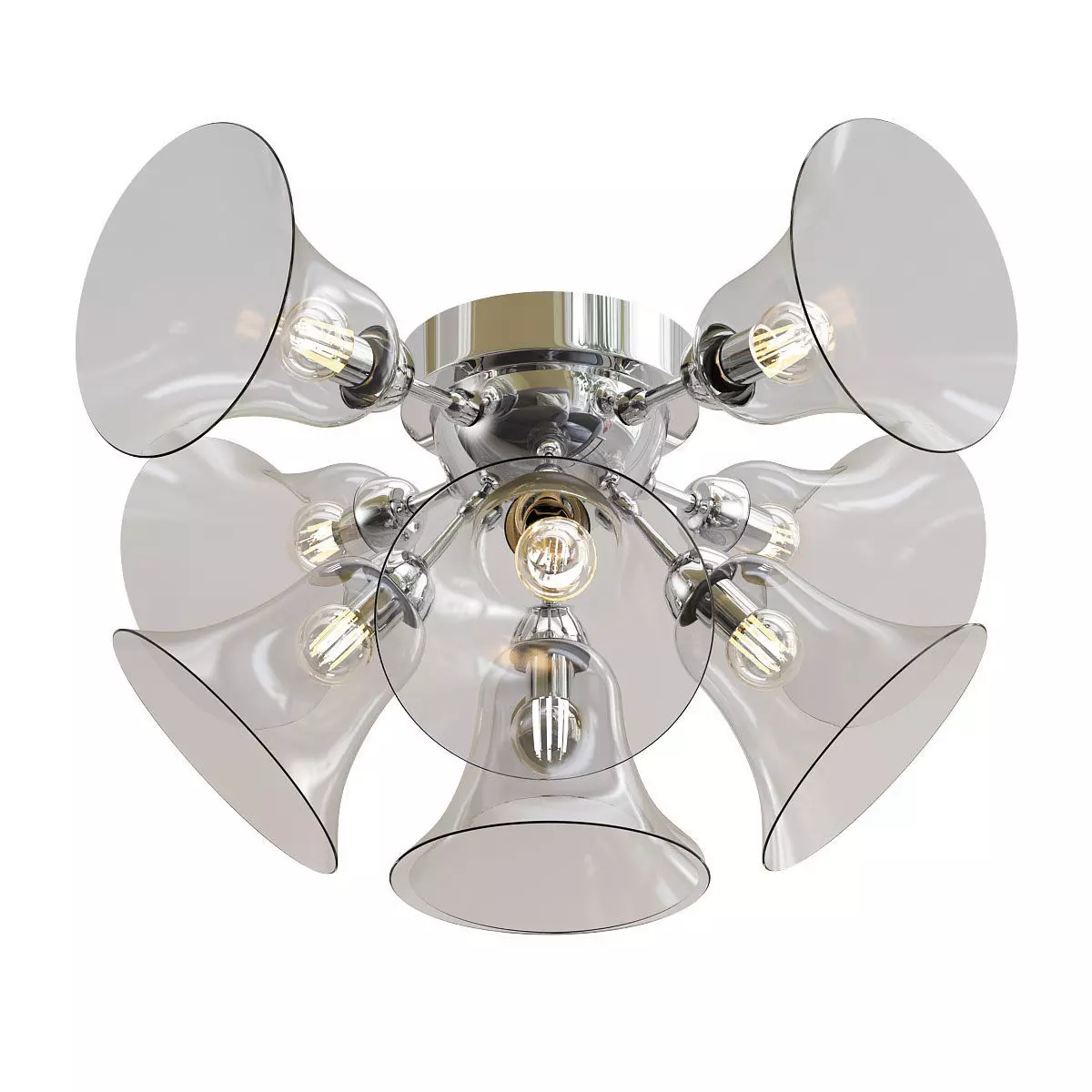 oneida chrome and glass ceiling light fixture 3D model