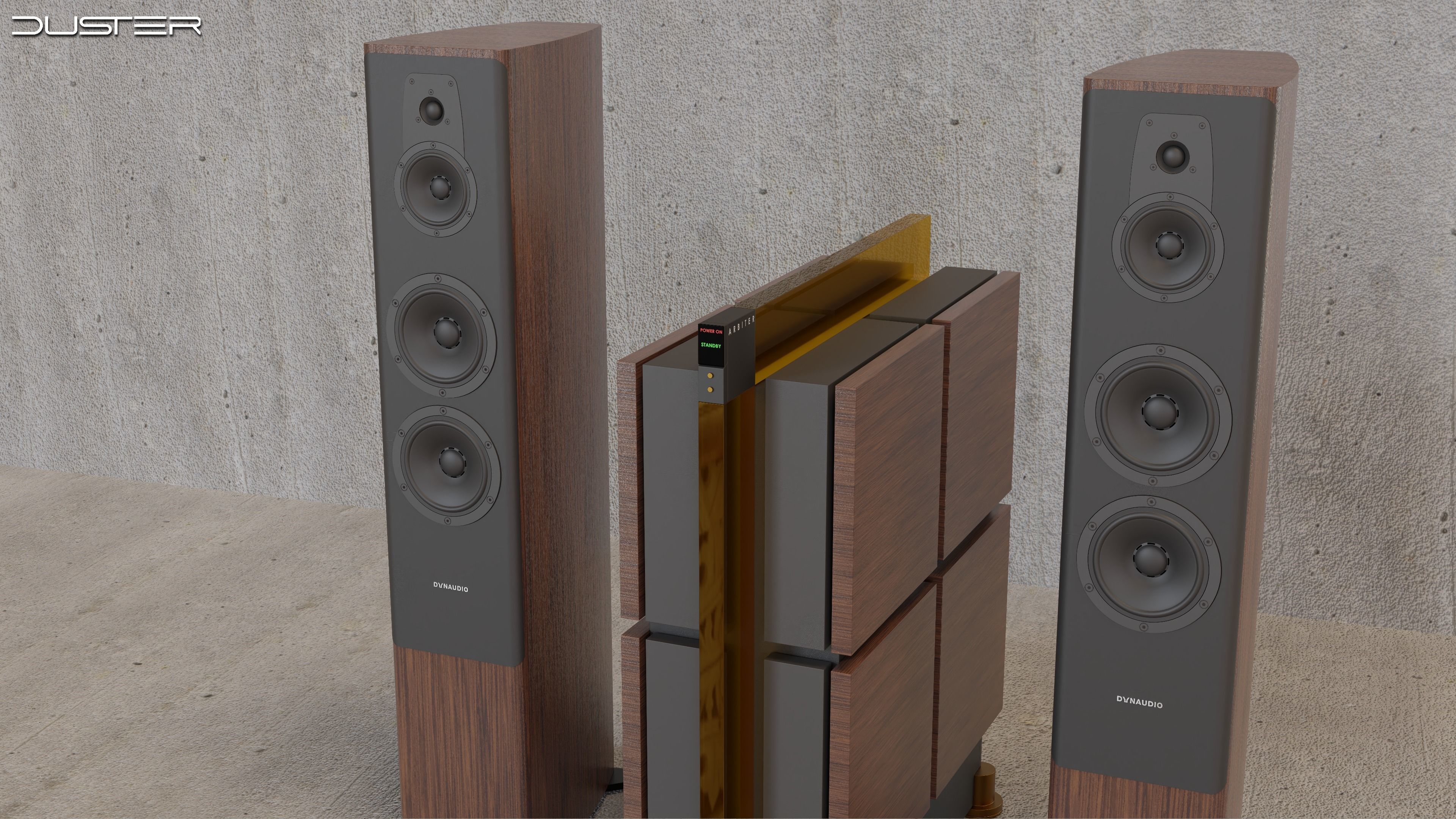 Dynaudio speakers and power amplifier 3D model_2