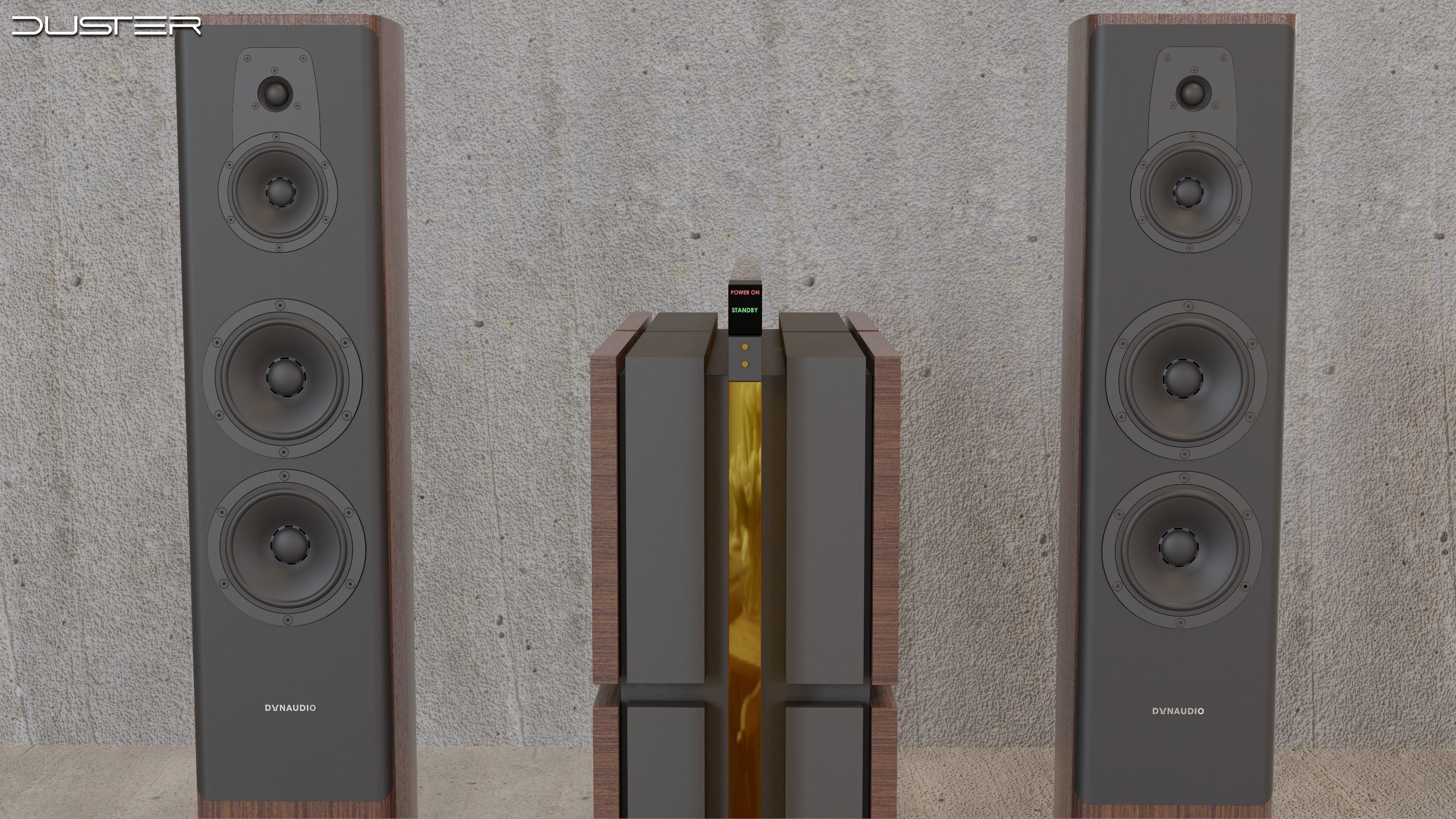 Dynaudio speakers and power amplifier 3D model_3