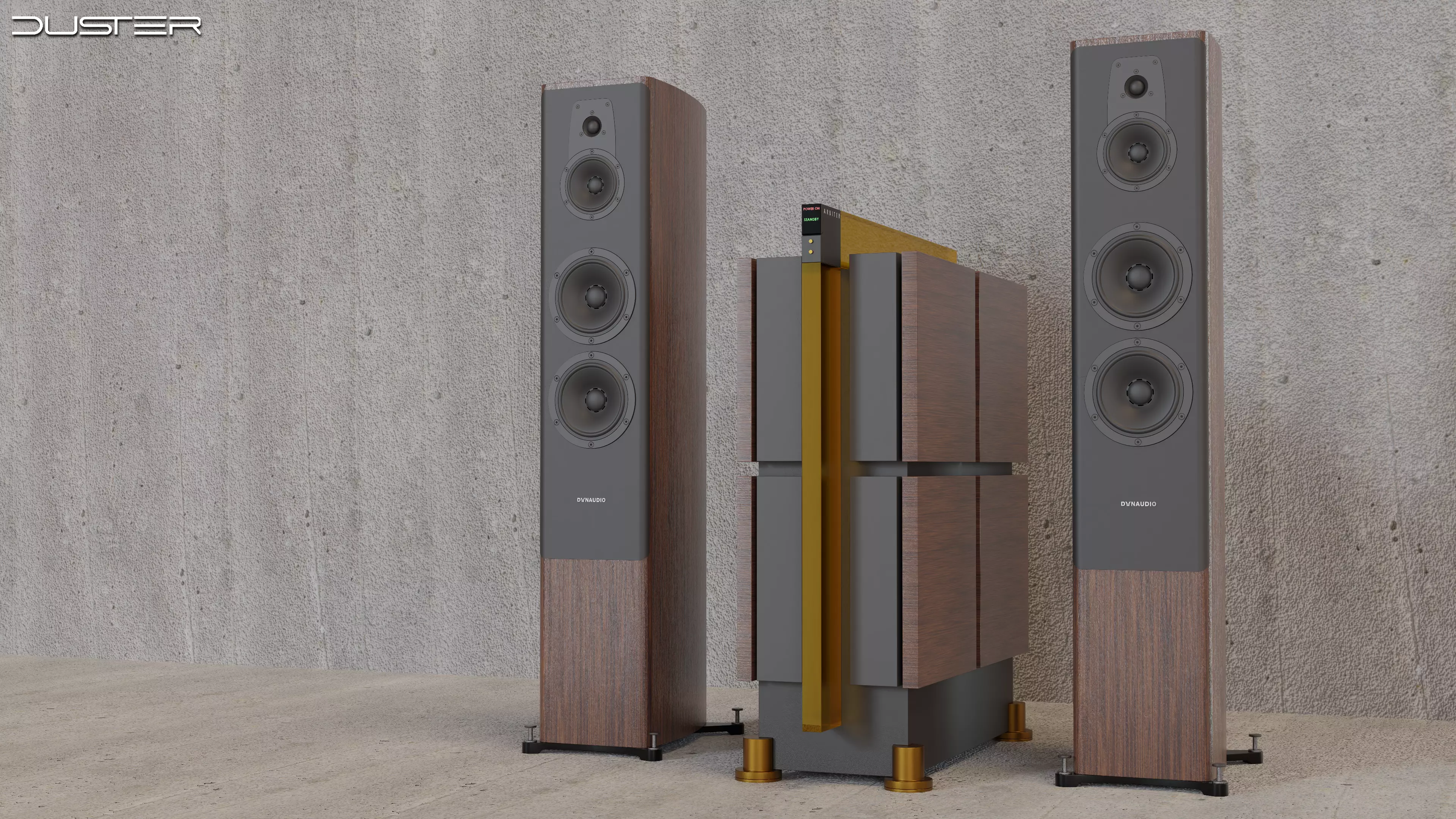Dynaudio speakers and power amplifier 3D model_0