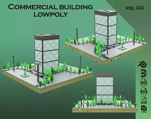 Commercial building Low poly Vol 04