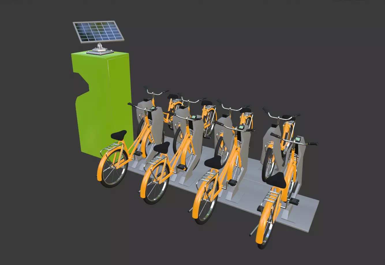 Cartoon City Bike Rental Point 3D model