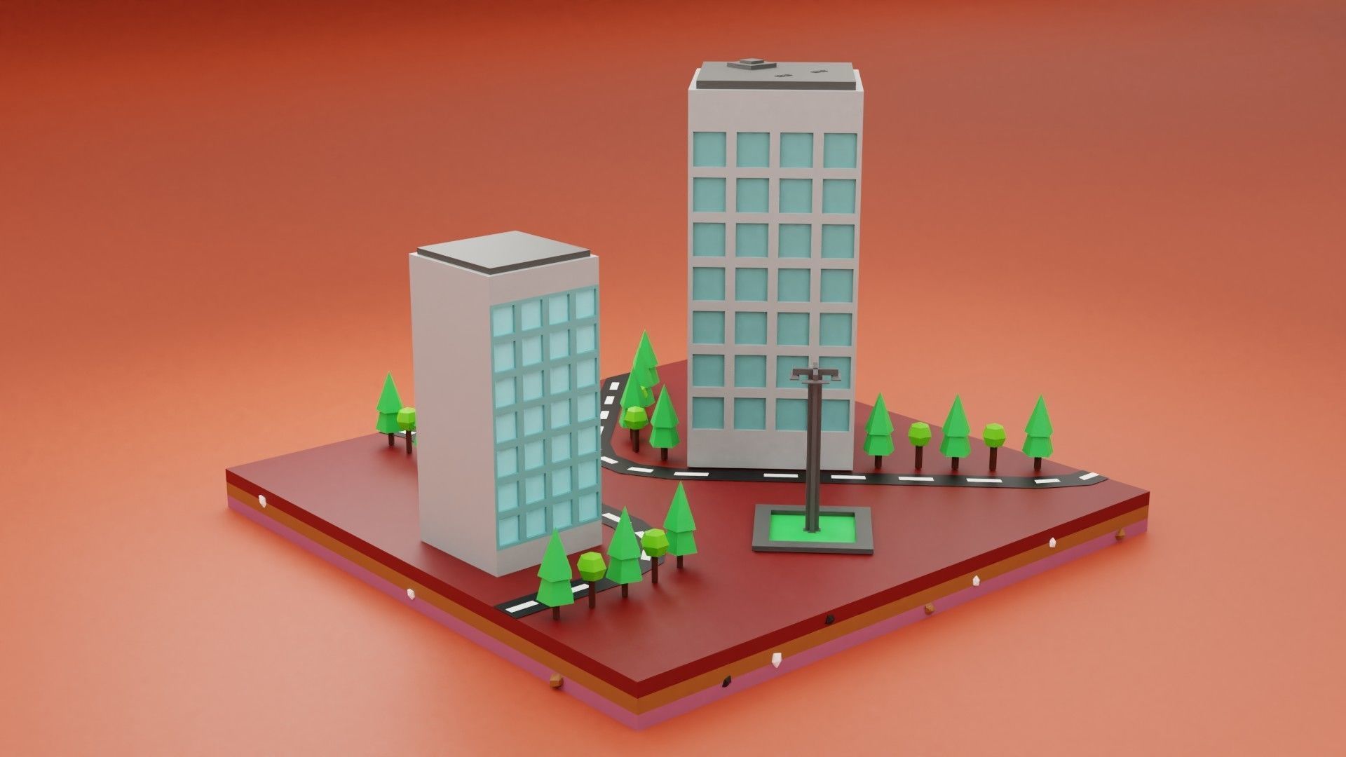 Commercial building Low poly Vol 05 Low-poly 3D model_9