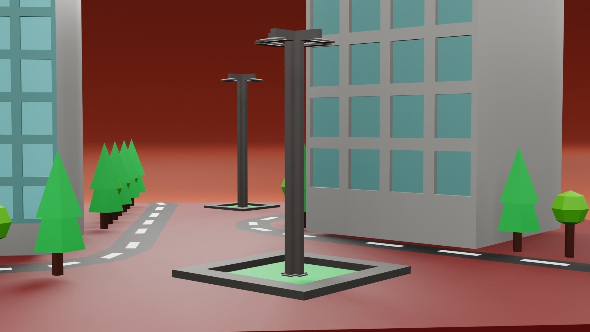 Commercial building Low poly Vol 05 Low-poly 3D model_12