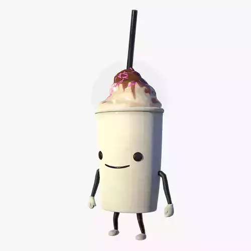 Slurpy cartoon character holding milkshake