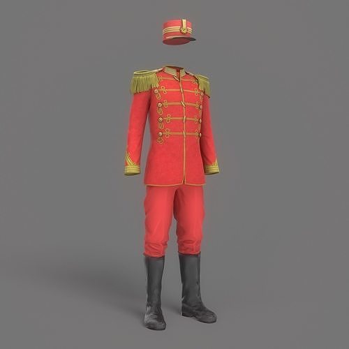 Vintage Military Uniform Red Game Ready Low-poly 3D model