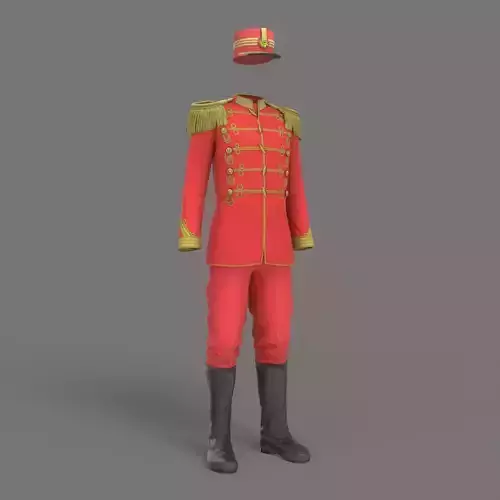 Vintage Military Uniform Red Game Ready Low-poly 3D model