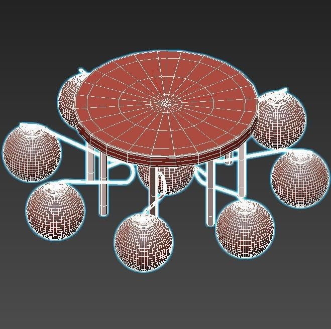 moderli ceiling light with six balls 3D model_3