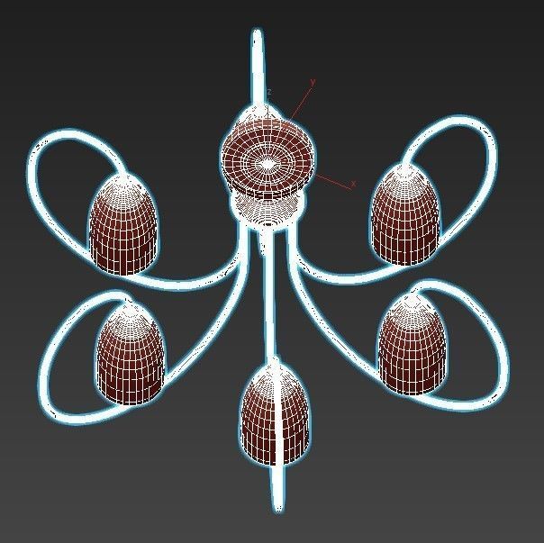 ambrella gold ceiling light fixture 3D model_3