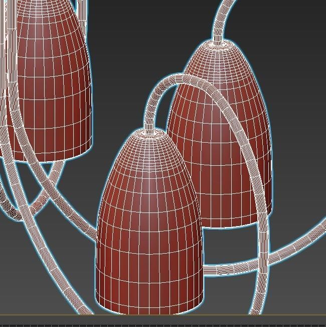 ambrella gold ceiling light fixture 3D model_5