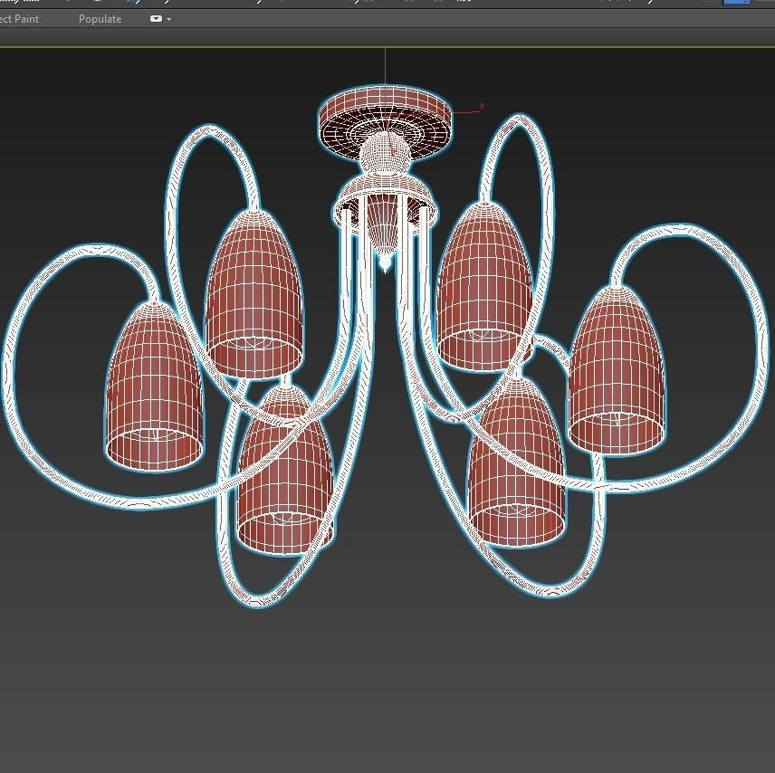 ambrella gold ceiling light fixture 3D model_2