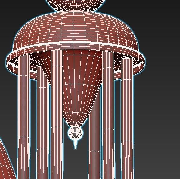 ambrella gold ceiling light fixture 3D model_4