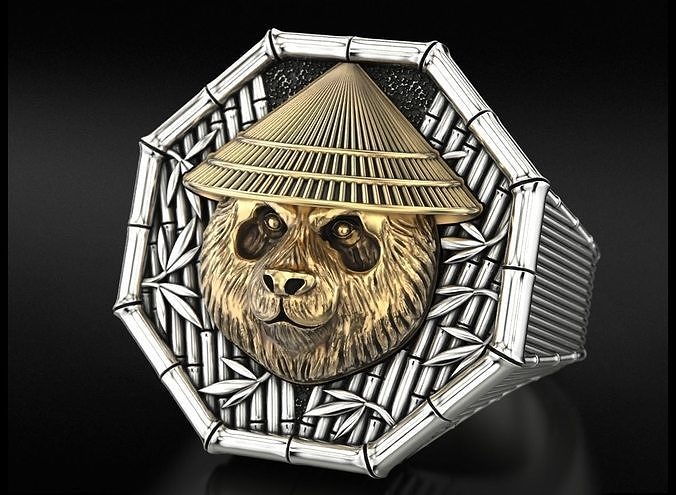 Ring Japanese panda samurai 713 3D print model