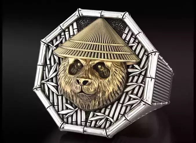 Ring Japanese panda samurai 713
