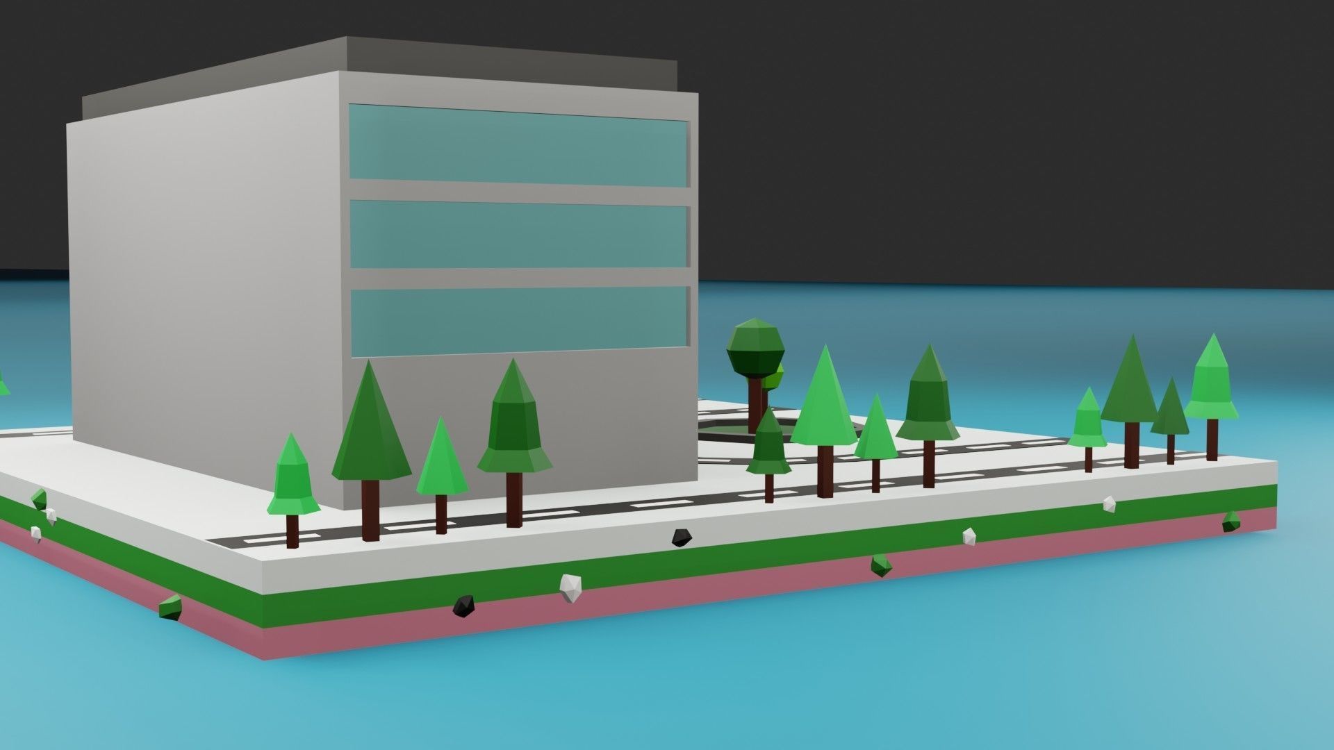 Commercial building Low poly Vol 06 Low-poly 3D model_4