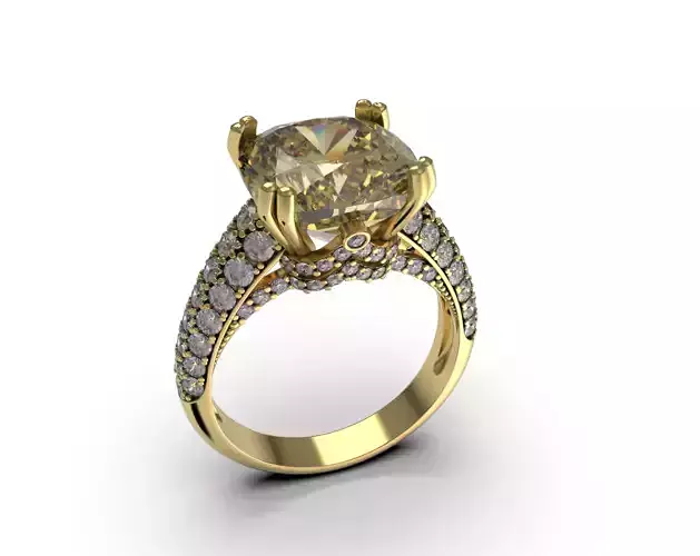Cushion Diamond Engagement Ring R 12 3D print model