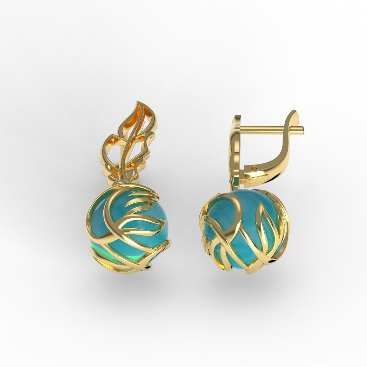 Swan Feather Earrings 3D print model_9