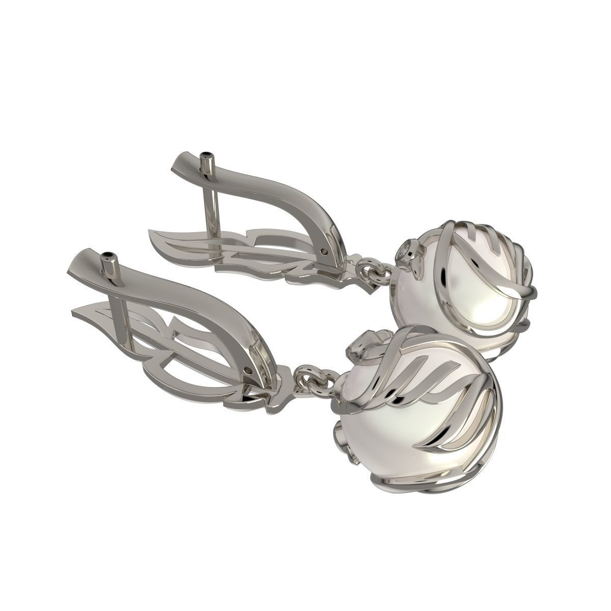 Swan Feather Earrings 3D print model_4