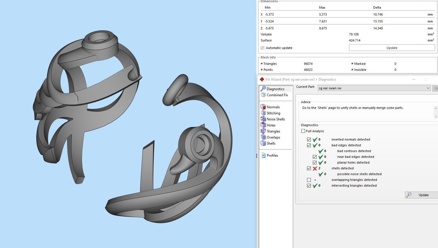 Swan Feather Earrings 3D print model_12
