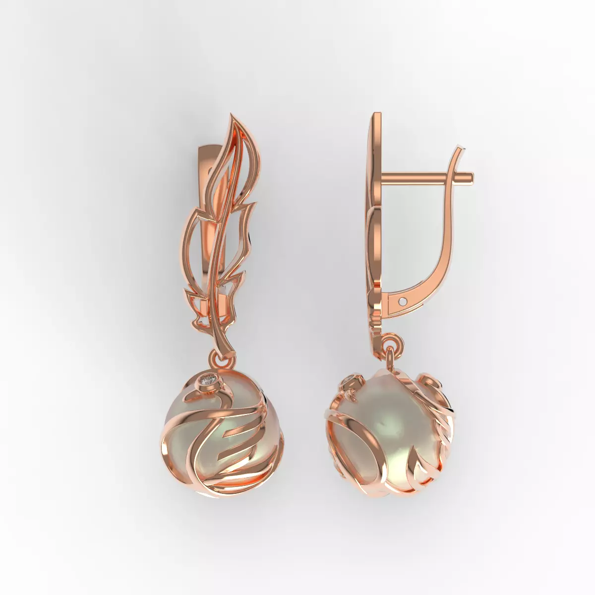 Swan Feather Earrings 3D print model_0