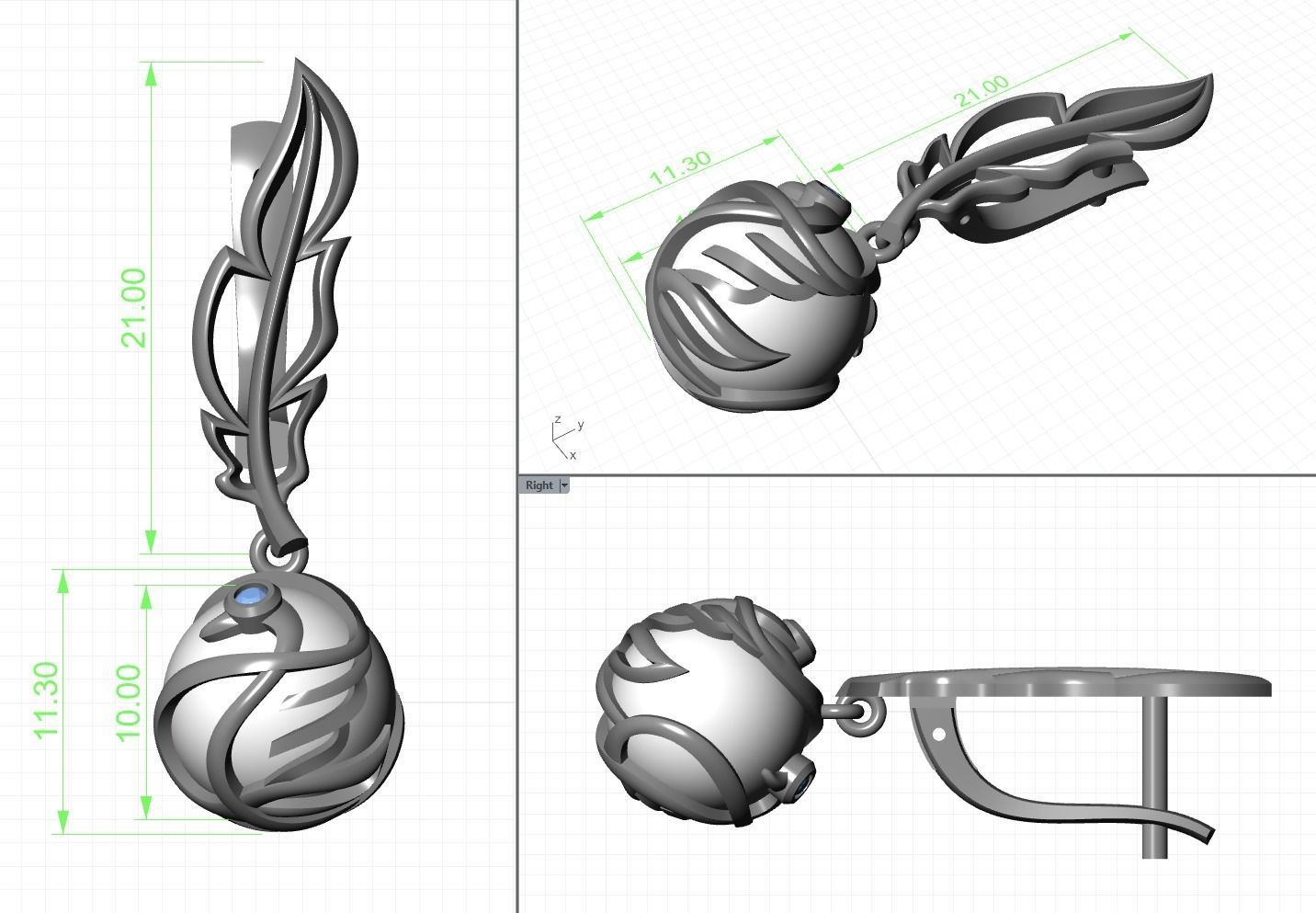 Swan Feather Earrings 3D print model_1