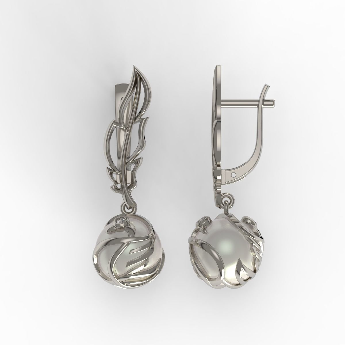 Swan Feather Earrings 3D print model_5