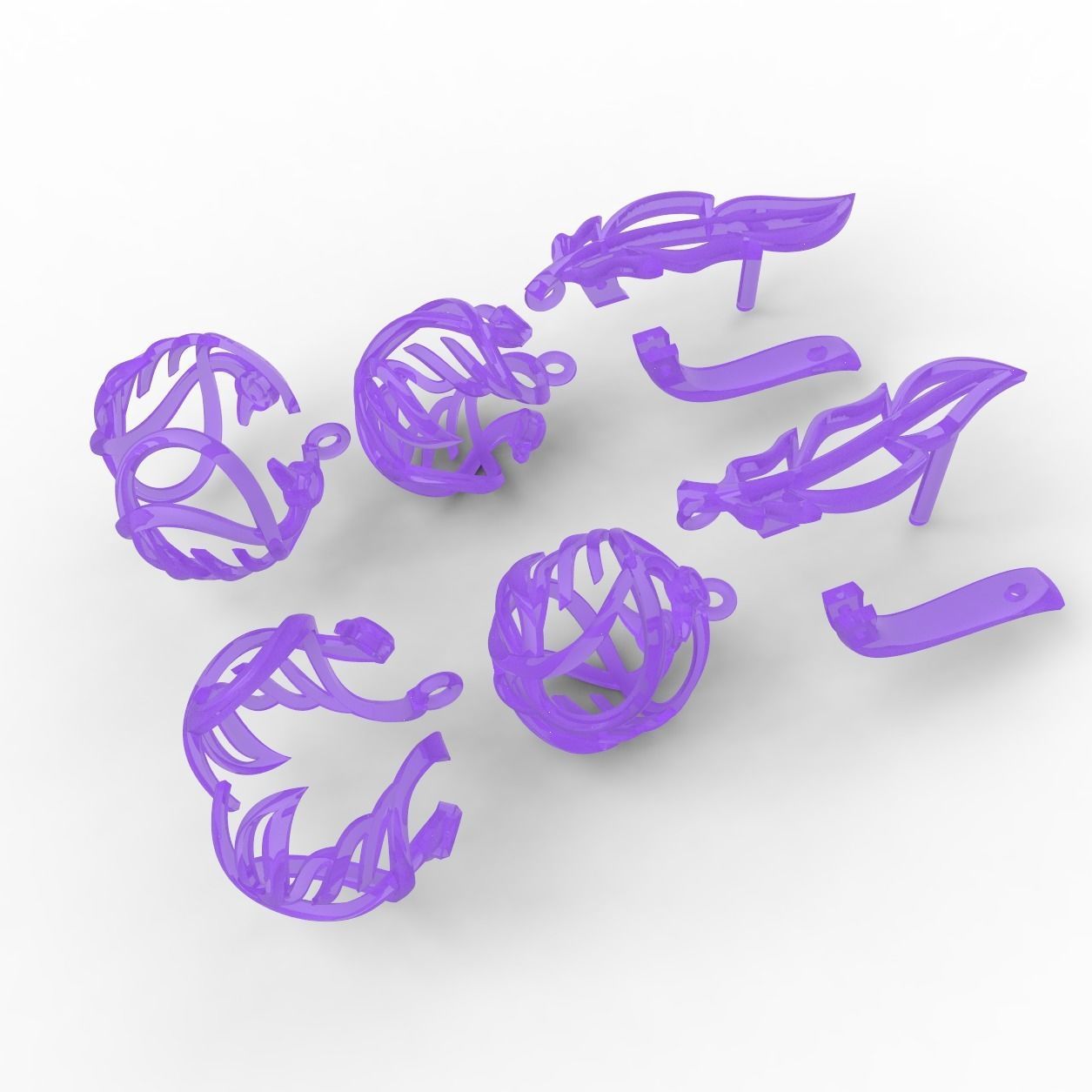 Swan Feather Earrings 3D print model_14