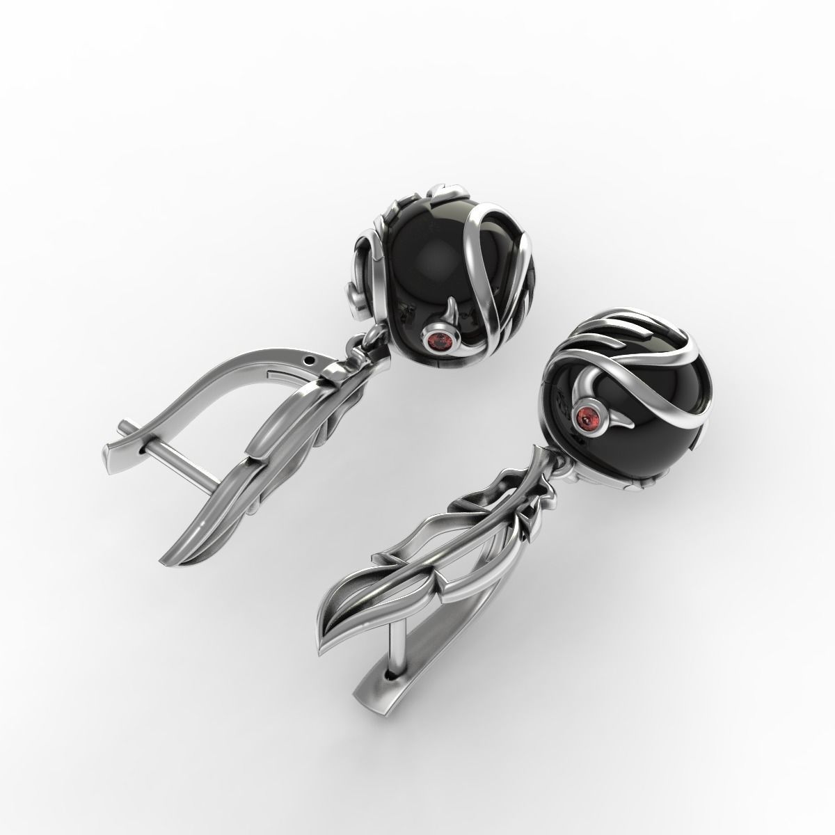 Swan Feather Earrings 3D print model_6