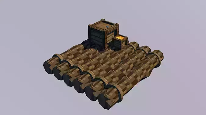 Low Poly Raft - Minecraft Style FBX