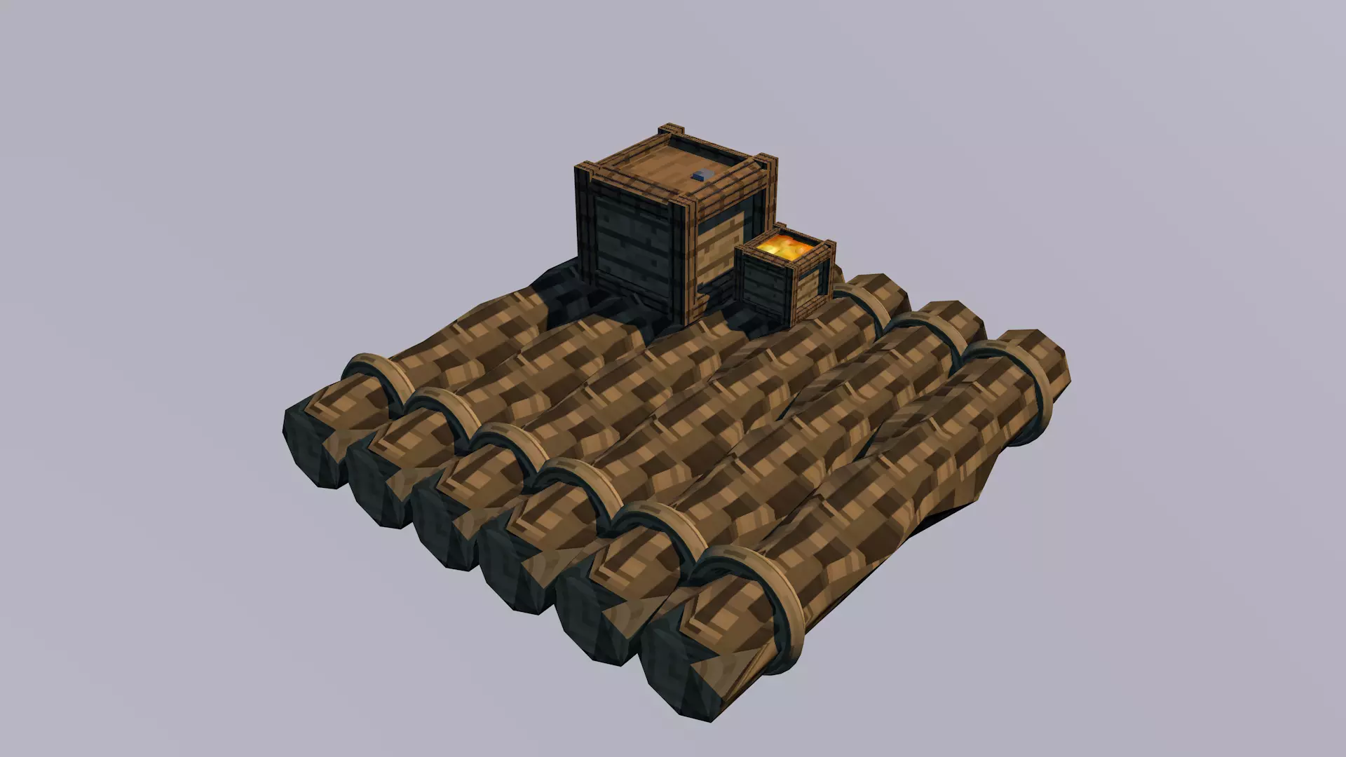 Low Poly Raft - Minecraft Style FBX Free low-poly 3D model_0