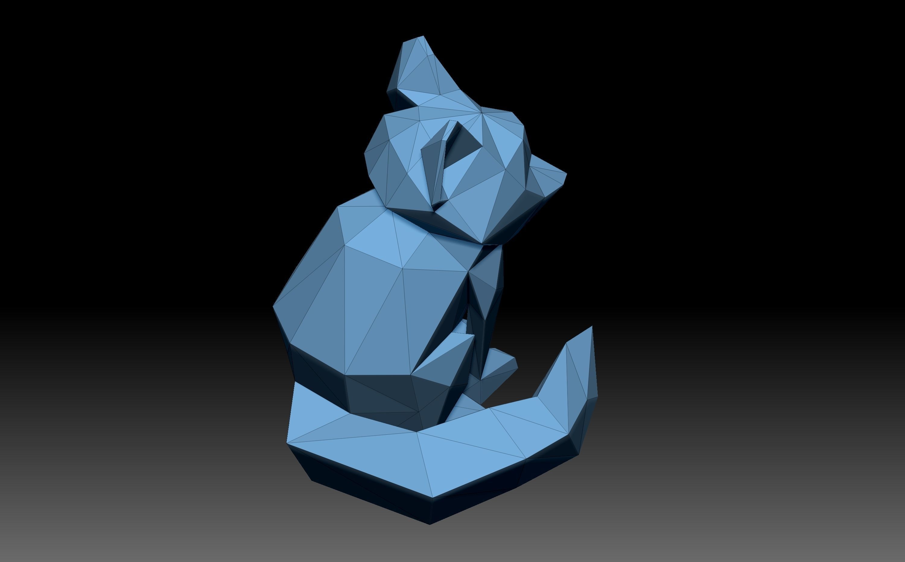 Low poly fox polygonal egyptian cat 3D print model_5