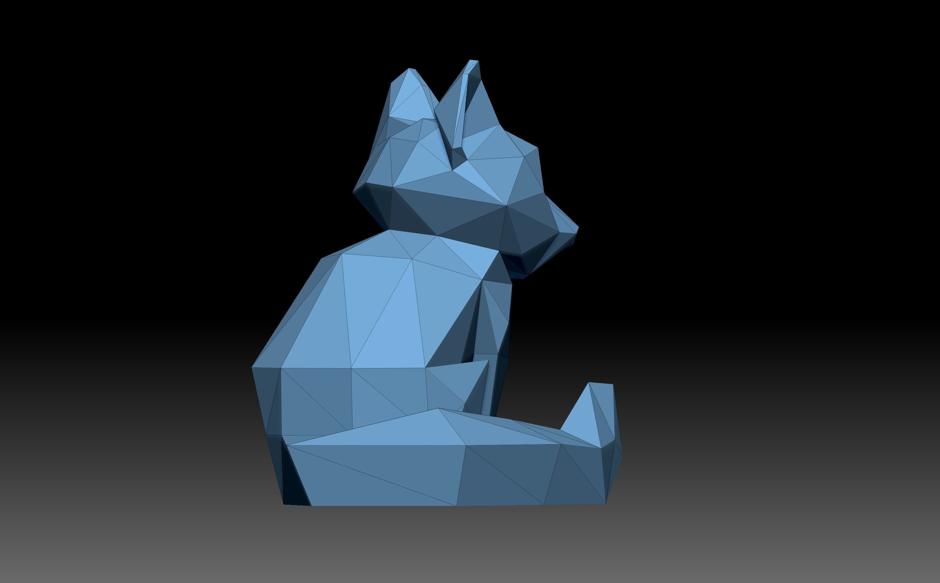 Low poly fox polygonal egyptian cat 3D print model_3