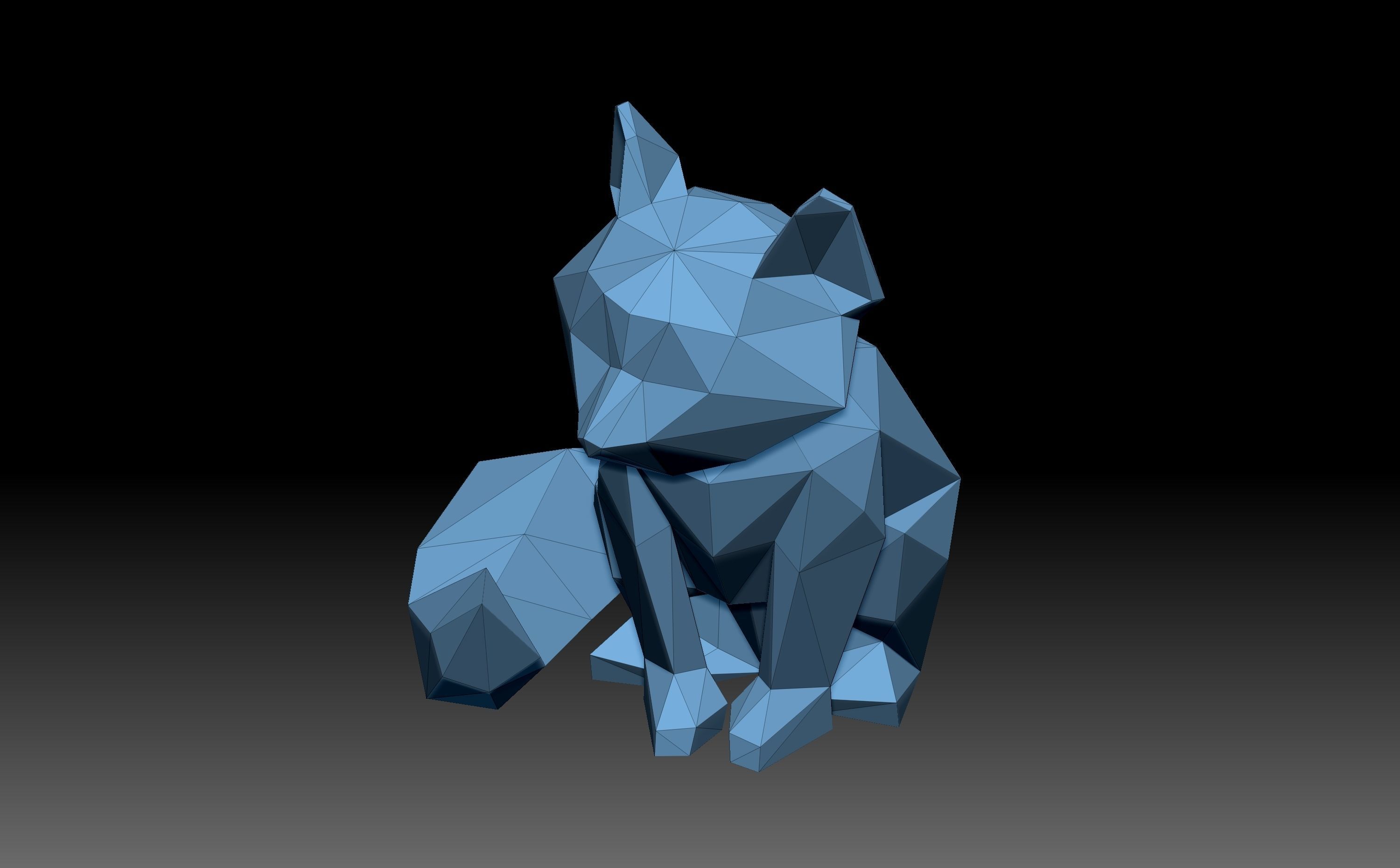Low poly fox polygonal egyptian cat 3D print model_4