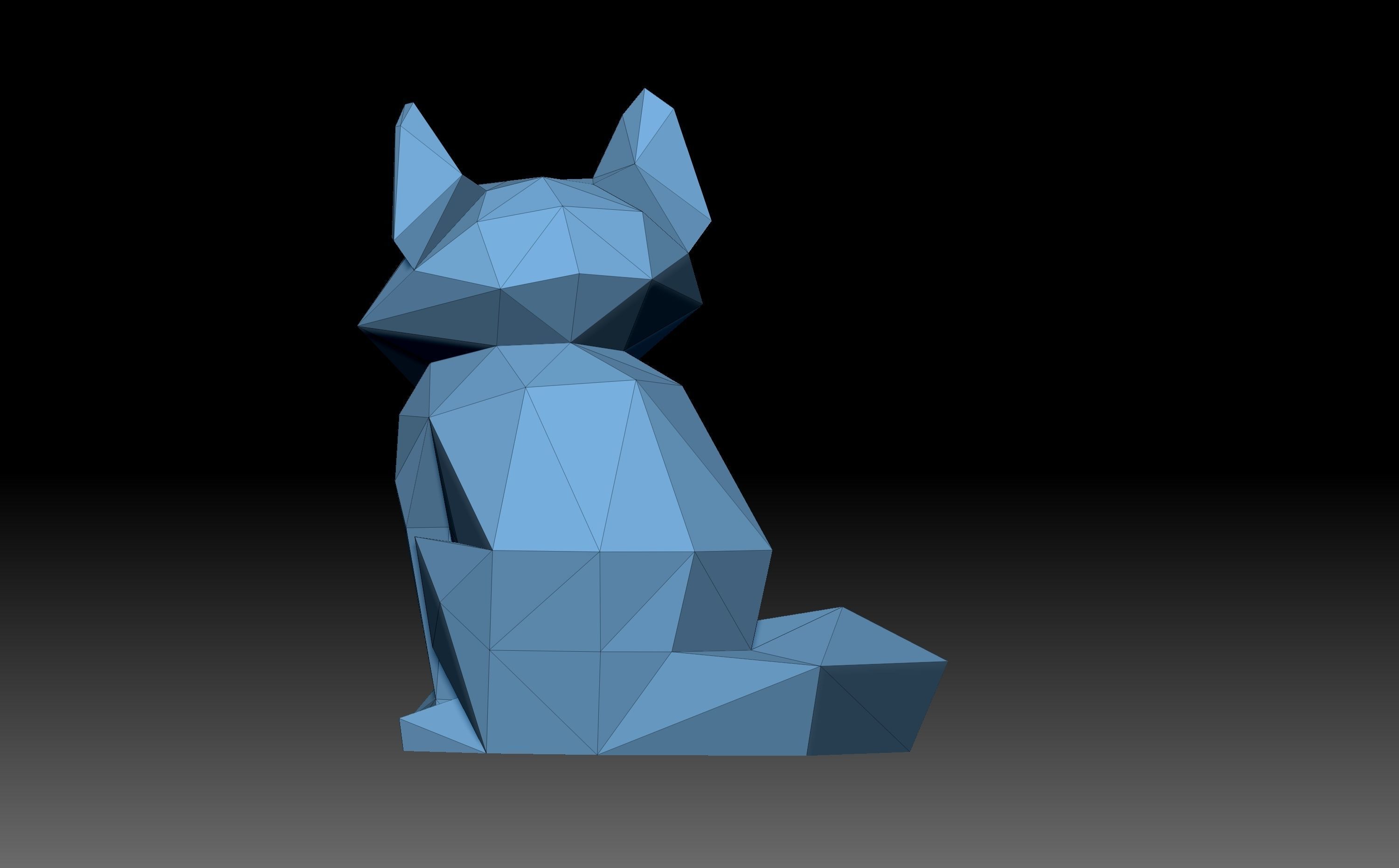 Low poly fox polygonal egyptian cat 3D print model_2